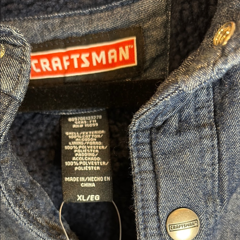 Craftsman Men's Blue Denim Jacket‎ fleece lined XL 55” chest 502 NWT - Picture 4 of 5